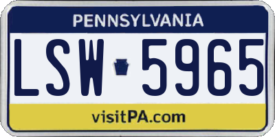 PA license plate LSW5965