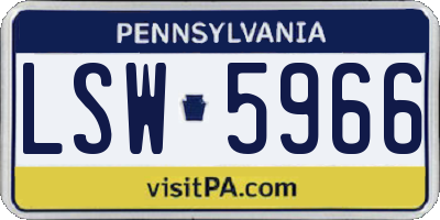PA license plate LSW5966