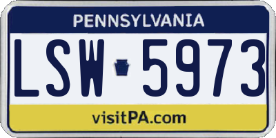 PA license plate LSW5973