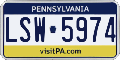 PA license plate LSW5974