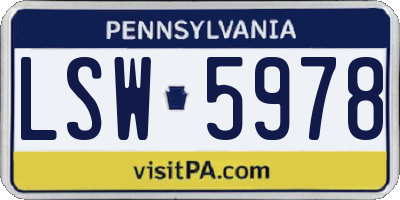 PA license plate LSW5978