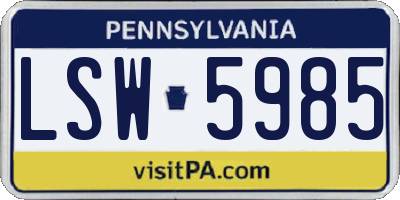 PA license plate LSW5985