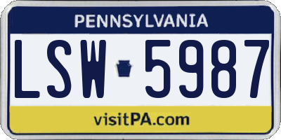 PA license plate LSW5987
