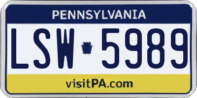 PA license plate LSW5989