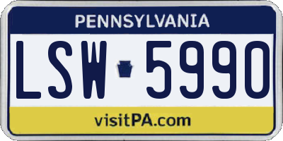 PA license plate LSW5990