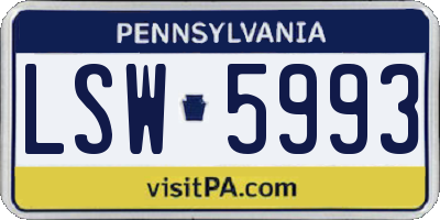 PA license plate LSW5993
