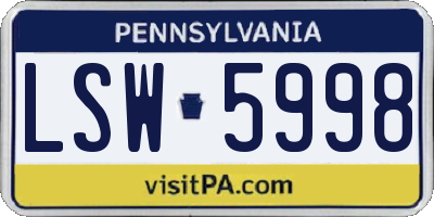 PA license plate LSW5998