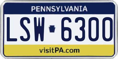 PA license plate LSW6300