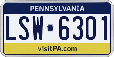 PA license plate LSW6301