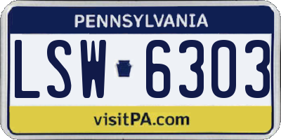 PA license plate LSW6303