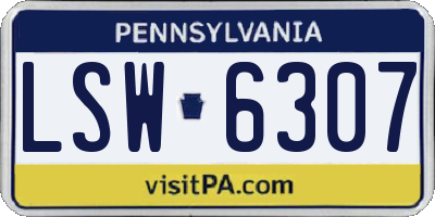 PA license plate LSW6307