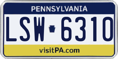 PA license plate LSW6310