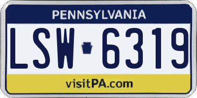 PA license plate LSW6319