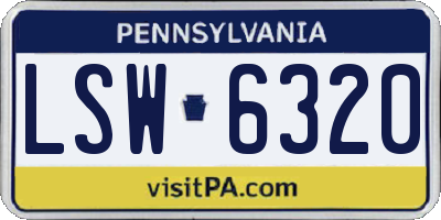PA license plate LSW6320