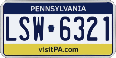 PA license plate LSW6321
