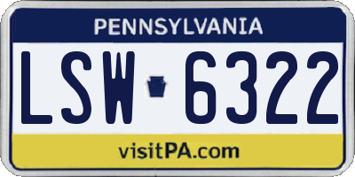 PA license plate LSW6322
