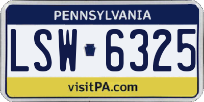 PA license plate LSW6325