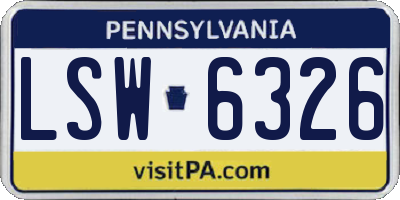 PA license plate LSW6326
