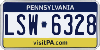 PA license plate LSW6328