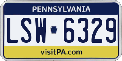 PA license plate LSW6329