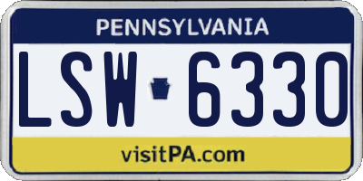 PA license plate LSW6330