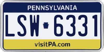 PA license plate LSW6331