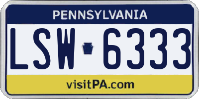 PA license plate LSW6333