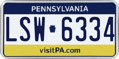PA license plate LSW6334