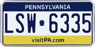 PA license plate LSW6335
