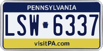 PA license plate LSW6337
