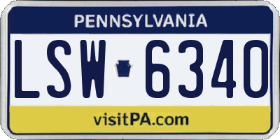 PA license plate LSW6340