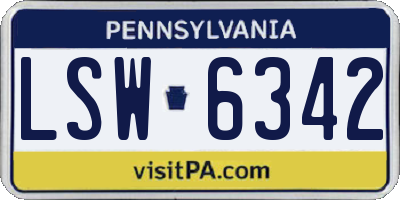 PA license plate LSW6342