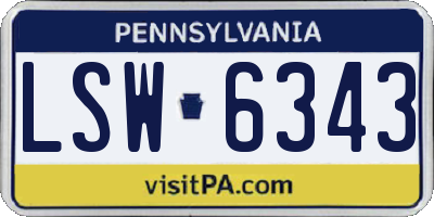 PA license plate LSW6343
