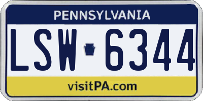 PA license plate LSW6344
