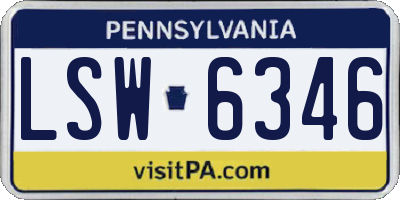 PA license plate LSW6346