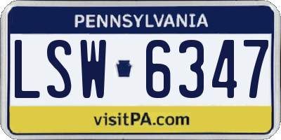 PA license plate LSW6347