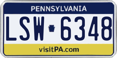 PA license plate LSW6348