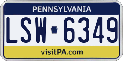 PA license plate LSW6349