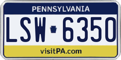 PA license plate LSW6350