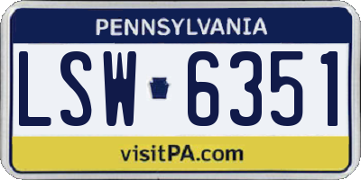 PA license plate LSW6351