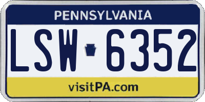 PA license plate LSW6352