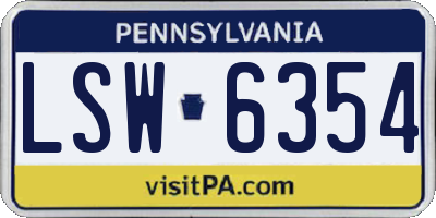 PA license plate LSW6354