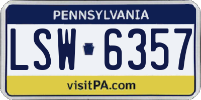 PA license plate LSW6357