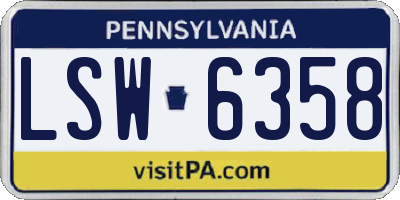 PA license plate LSW6358