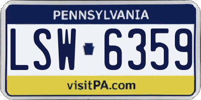 PA license plate LSW6359