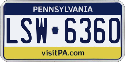 PA license plate LSW6360