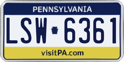 PA license plate LSW6361