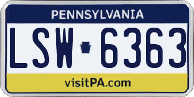 PA license plate LSW6363