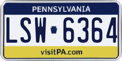PA license plate LSW6364