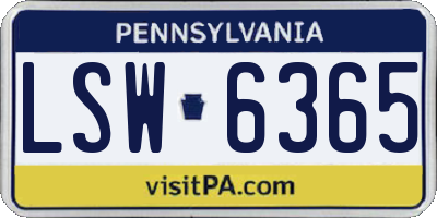 PA license plate LSW6365